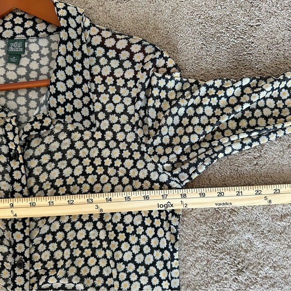 Wild Fable Sheer Mesh Daisy Mini Dress Button Front Black White M - Picture 9 of 12